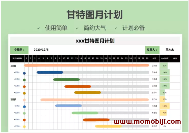 甘特图月计划表