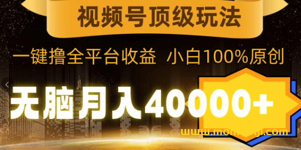 无脑月入40000+，一键撸平台收益，纯小白也能100%原创